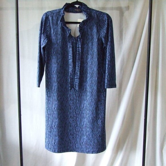 J McLaughlin dress Jaclyn black blue bow tie detail fairy feminine ruffle new - Picture 10 of 16